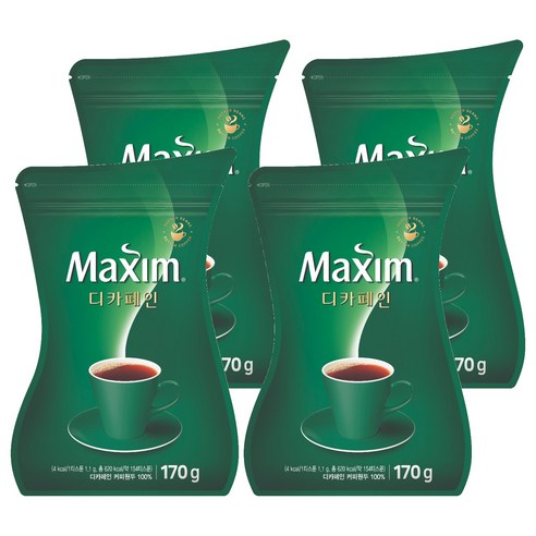 맥심 디카페인 커피 리필, 170g, 1개입, 4개