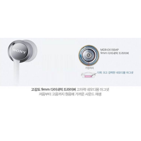 일상에 활력을 불어넣는 소니 컬러풀 사운드 이어폰 MDR-EX155AP