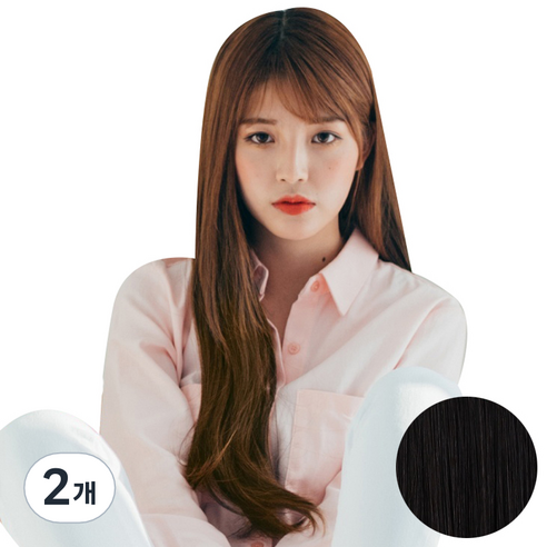 픽앤웨어 똑딱이 붙임머리 피스 C컬펌 L, 내츄럴 블랙, 2개