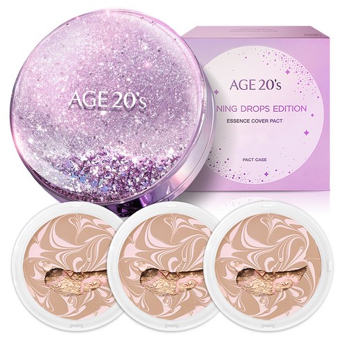 에이지투웨니스 샤이닝드롭 팩트 에디션 케이스 + 리필 12.5g x 3p 세트, 13호(핑크라떼), 1세트
