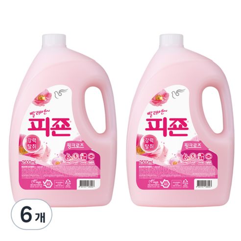 피죤 레귤러 섬유유연제 핑크로즈 본품, 2500ml, 6개