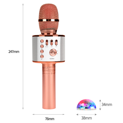 코시 무선 웨이브 블루투스 마이크 + 미러볼 + 케이스, SP3270MKBT, 핑크 