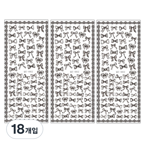 이엘피코리아 네일스티커 세드리본, 혼합 색상, 18개입