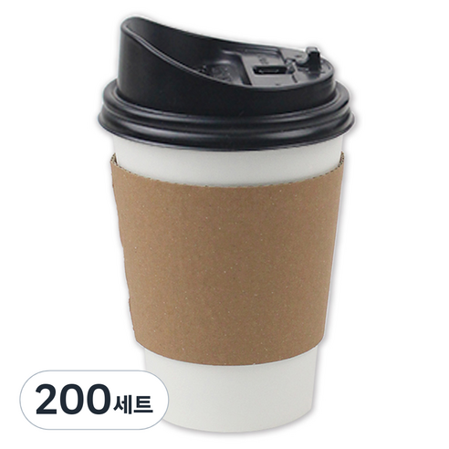 아이엔피 종이컵 화이트 무지 473ml + 롱개폐 뚜껑 + 홀더 KP 무지 세트, 200세트