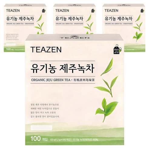 티젠 유기농 제주 녹차, 1.2g, 100개입, 4개