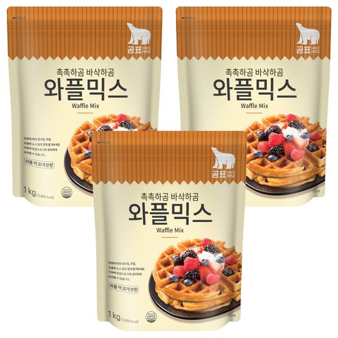 곰표 와플 믹스, 1kg, 3개
