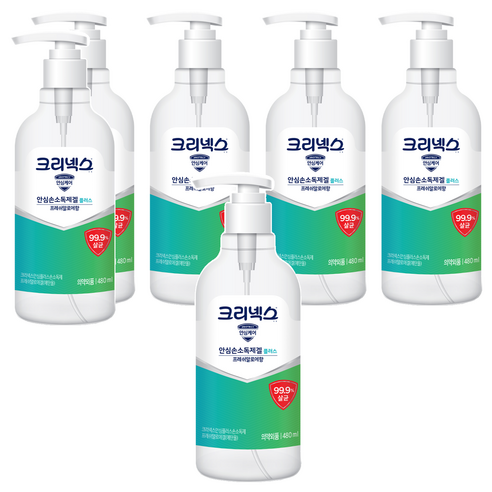 크리넥스 안심손소독제겔플러스 프레쉬알로에향, 480ml, 6개