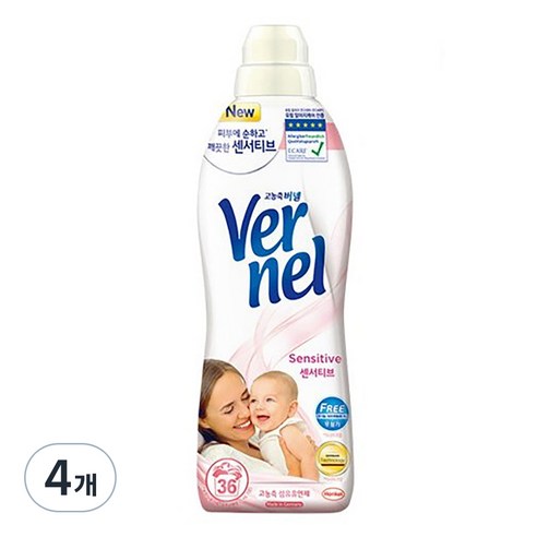버넬 센서티브 섬유유연제 본품, 900ml, 4개