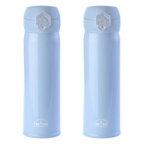 상상앤드 비비드 2중 진공 원터치 보온병 2p, 스카이, 500ml, 2개