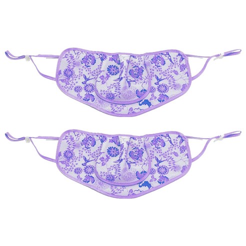 구리원사 2단 T3 꽃무늬 햇빛차단 마스크 24 x 12.5 cm, 1개입, 2개, 퍼플