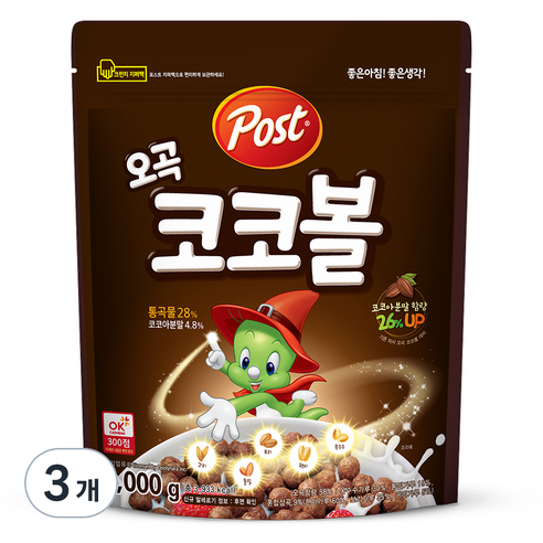포스트 오곡 코코볼 시리얼, 1kg, 3개
