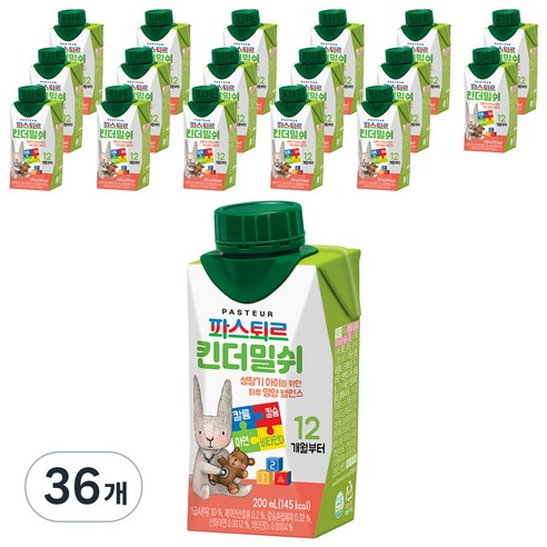파스퇴르 킨더밀쉬, 200ml, 36개 분유/어린이식품