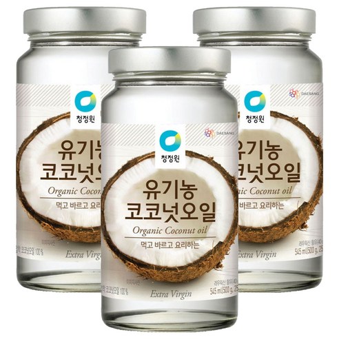 청정원 유기농 코코넛오일, 545ml, 3개
