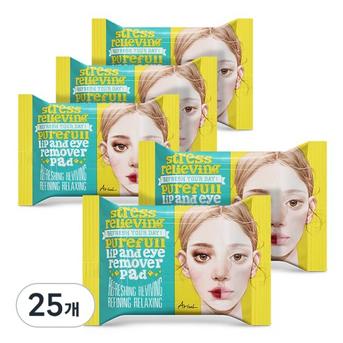 아리얼 스트레스 릴리빙 퓨어풀 립앤아이 리무버 패드 30p, 55g, 25개