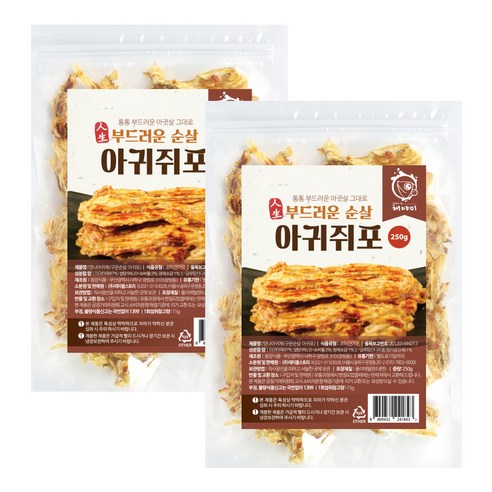 해야미 구운 순살 아귀쥐포채, 250g, 2개