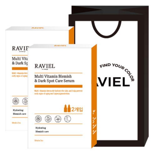 RAVIEL 멀티비타민 잡티 앤 기미 세럼 50ml x 4p + 쇼핑백 세트, 1세트