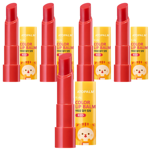 아토팜 컬러 립밤 어린이화장품 3.3g, 레드, 5개