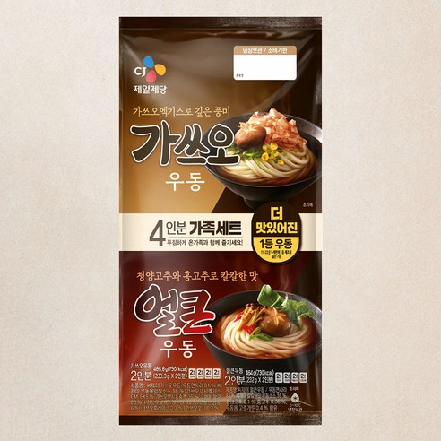 CJ제일제당 가쓰오우동 2인분 + 얼큰우동 2인분 세트, 930.6g, 1세트