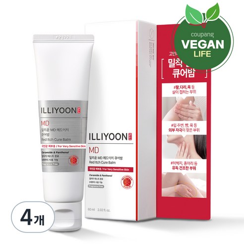 [비건라이프] 일리윤 엠디 레드이치 큐어밤 유아 크림, 60ml, 4개
