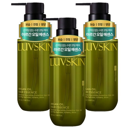 루브스킨 아르간오일 헤어에센스 퓨어코튼향, 100ml, 3개