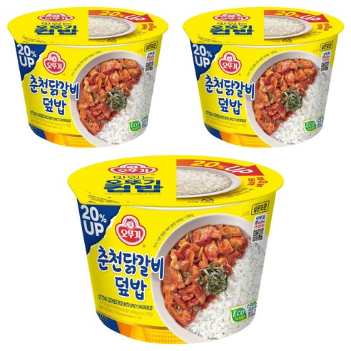오뚜기 맛있는 컵밥 춘천닭갈비덮밥, 310g, 3개