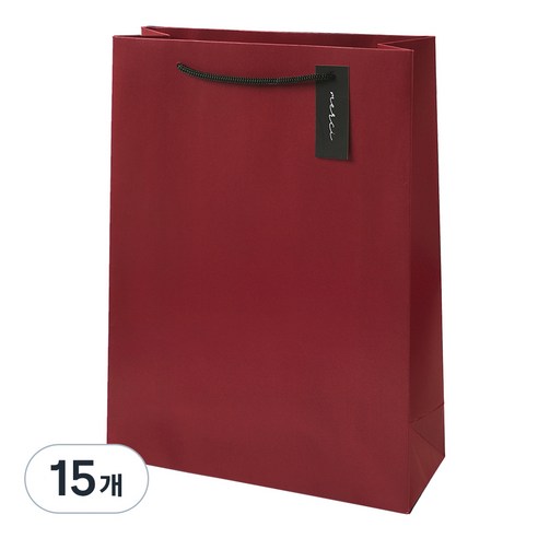 영프리자 프리미엄 펄 디자인 메르시 무지 선물 쇼핑백, 레드, 15개