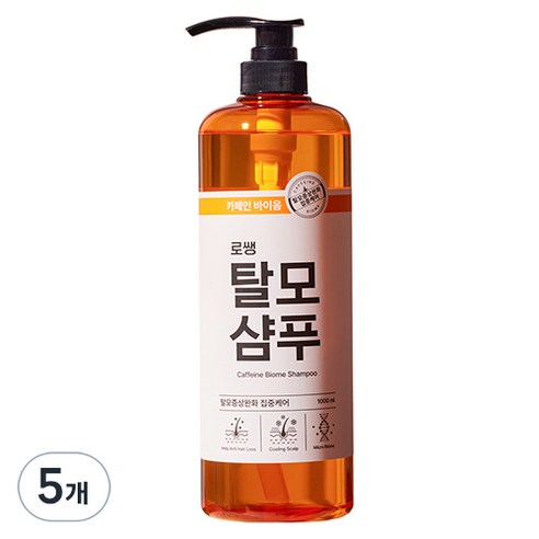 로쌩 카페인 마이크로바이옴 탈모 샴푸 시트러스향, 1000ml, 5개