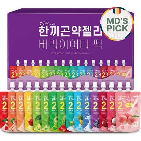 더존건강 한끼 곤약젤리 버라이어티 팩 150ml x 15종 x 2p 세트, 4500ml, 1개 과자/초콜릿/시리얼