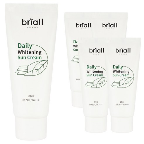 브리올옴므 남성용 데일리 화이트닝 선크림 SPF50+ PA++++, 20ml, 5개