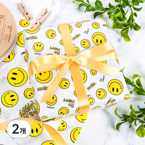 좋은기븐 해피스마일 메탈롤 포장지, 화이트, 2개