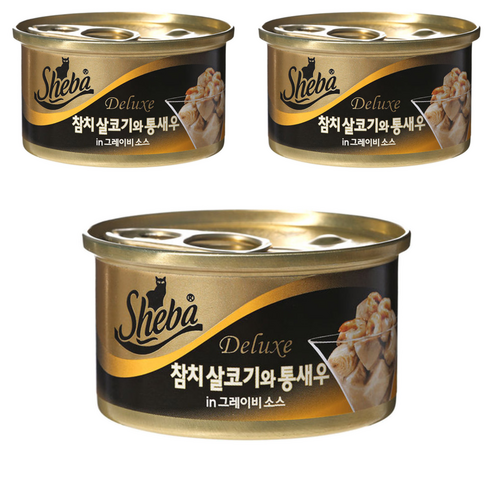 쉬바 성묘용 간식캔, 혼합맛(참치/새우), 85g, 3개