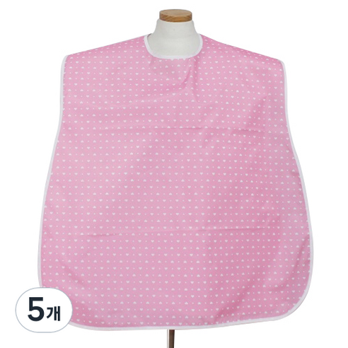 클린유니폼 방수 성인용 턱받이 목걸이형, 핑크 하트, 5개