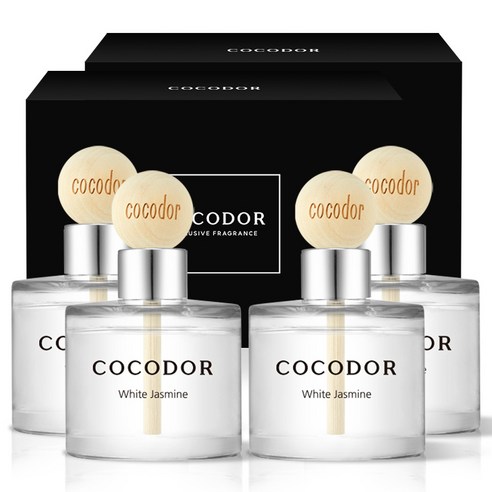 코코도르 퍼퓸 미니 우드볼 차량용 디퓨저 50ml 2p 세트, 화이트쟈스민, 2세트