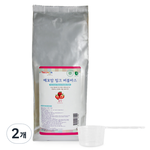 예꼬맘 밀크 버블바스 입욕제 딸기향 리필, 1000g, 2개