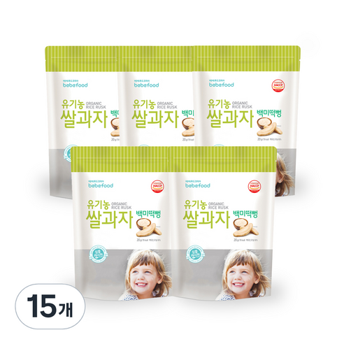 베베푸드 유기농 쌀과자 떡뻥 20g, 백미, 15개