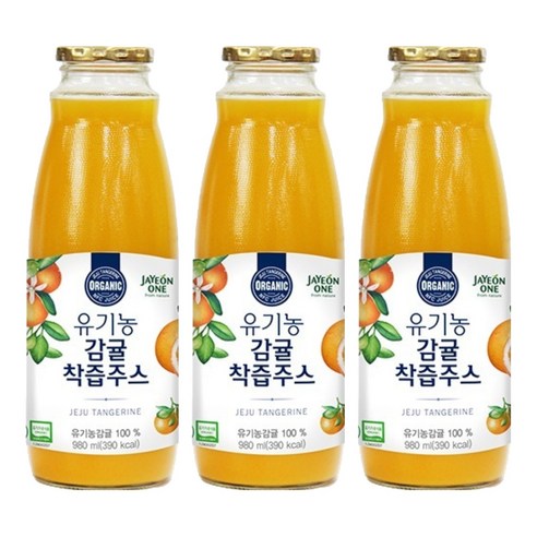 자연원 유기농 감귤 착즙 주스, 980ml, 3개