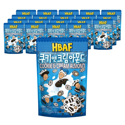 에이치비에이에프 쿠키 앤 크림 아몬드, 190g, 20개