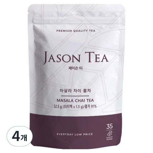제이슨티 마살라 차이 홍차 35피라미드 티백, 1.5g, 35개입, 4개