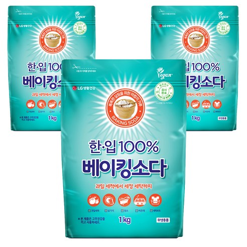 한입 100% 베이킹소다, 3개, 1kg