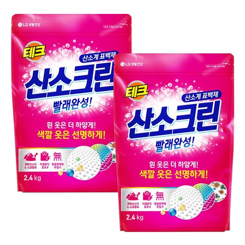 테크 산소크린 분말 표백제, 2.4kg, 2개