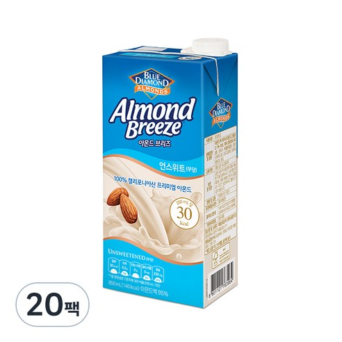 블루다이아몬드 아몬드 브리즈 언스위트, 950ml, 20개