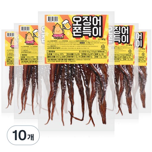 해맑은푸드 오징어 쫀득이, 60g, 10개