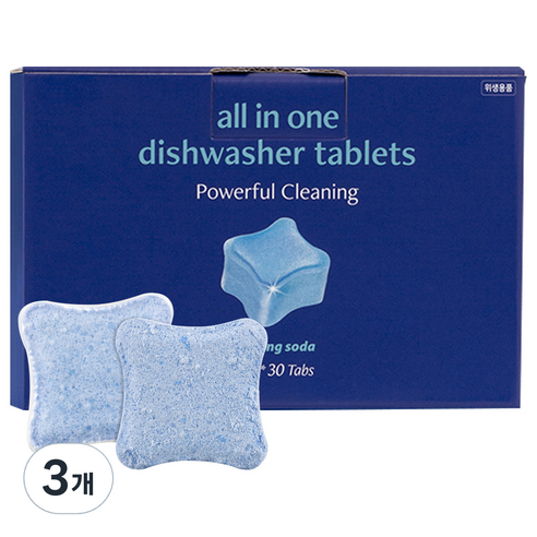 아브카 올인원 식기세척기 세제 베이킹소다 타블렛 30p, 240g, 3개