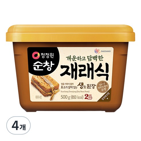 청정원순창 개운하고 담백한 재래식 생된장, 500g, 4개