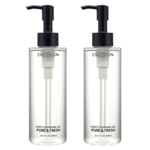 세컨디자인 퍼스트 클렌징 오일 퓨어 앤 프레쉬 블랙, 2개, 200ml