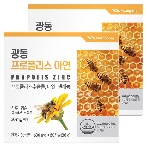 광동제약 프로폴리스 아연 36g, 60정, 2개