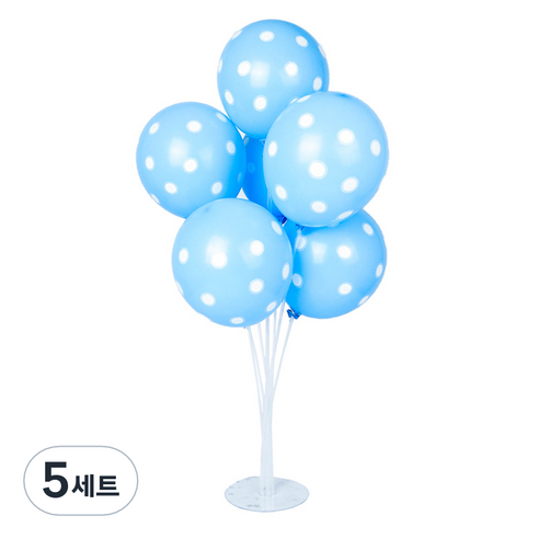 파티쇼 풍선꽂이 장식세트 70cm, 도트라이트블루, 5세트