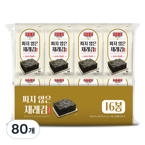 대천김 짜지 않은 재래김 C1128-K, 4g, 80개