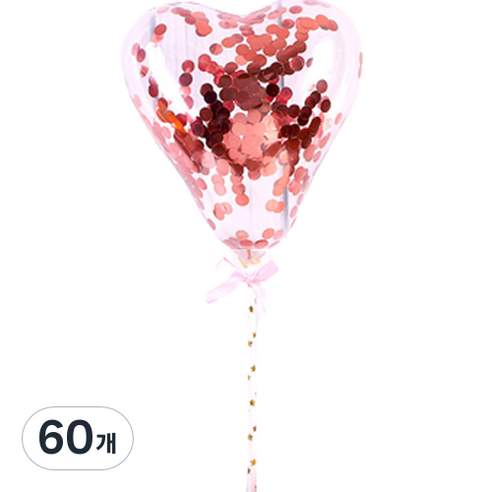 하이어리 파티용 투명 컨페티 풍선 하트, 레드, 60개