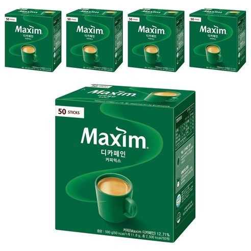 맥심 디카페인 커피믹스, 11.8g, 50개입, 5개